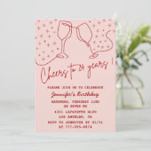 Elegant Pink 24th birthday invitations Cheers  招待状 (スタンド正面)