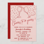Elegant Pink 24th birthday invitations Cheers  招待状 (正面/裏面)