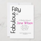 Elegant Pink 50th Birthday Invitation 招待状 (正面)