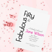 Elegant Pink 50th Birthday Invitation