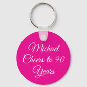 Elegant Pink 90th Birthday Keychain キーホルダー (正面)