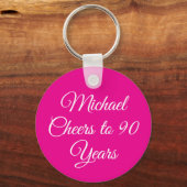 Elegant Pink 90th Birthday Keychain キーホルダー (正面)