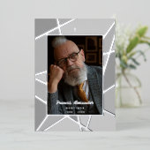 Elegant Pink Abstract Photo Memorial Funeral 箔招待状 (立ち正面)