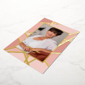 Elegant Pink Abstract Photo Memorial Funeral 箔招待状 (回転した状態)
