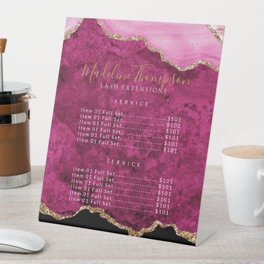 Elegant Pink Agate Geode Marble Services Price 台座サイン (インサイチュ)