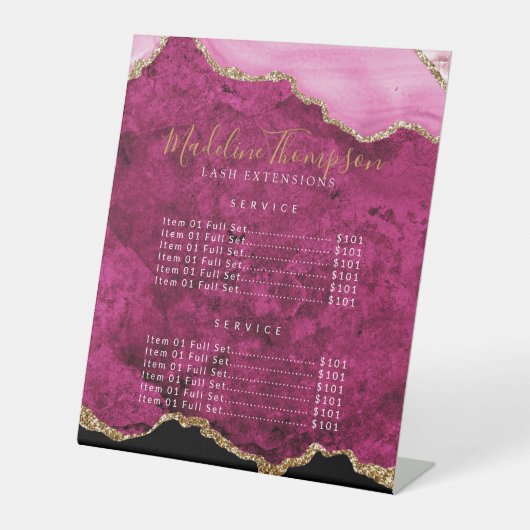 Elegant Pink Agate Geode Marble Services Price 台座サイン (正面)