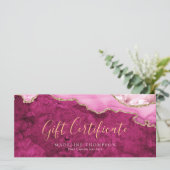 Elegant Pink Agate Gift Certificate Gift Card (スタンド正面)