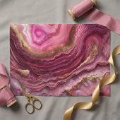 Elegant Pink Agate Marble Gold Glitter Geode 薄葉紙