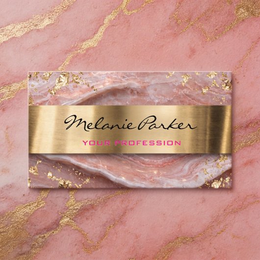 Elegant pink agate marble metallic  名刺