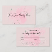 Elegant pink and black beauty salon 予約カード (正面/裏面)