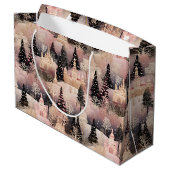 Elegant Pink and Black Christmas Village ラージペーパーバッグ (裏面アングル)