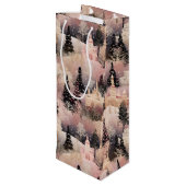 Elegant Pink and Black Christmas Village ワインギフトバッグ (裏面アングル)