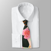 Elegant Pink and Black Floral Pattern Tie ネクタイ (タイ)