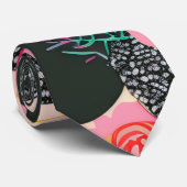 Elegant Pink and Black Floral Pattern Tie ネクタイ (ロール)