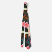 Elegant Pink and Black Floral Pattern Tie ネクタイ (裏面)