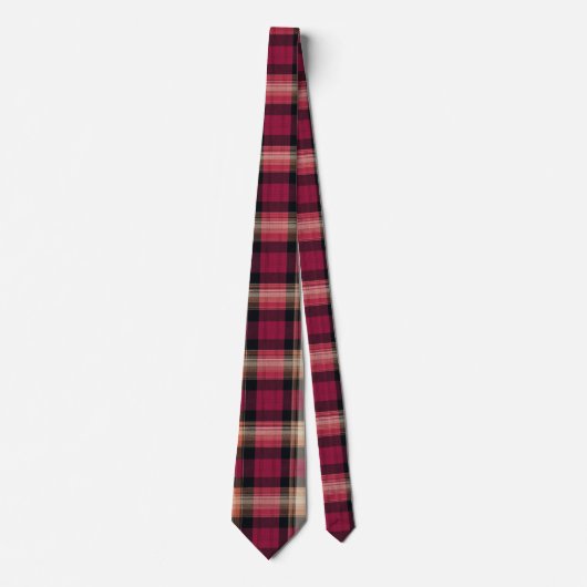 Elegant Pink and Brown Plaid Gingham Pattern ネクタイ (正面)