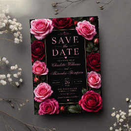 Elegant Pink and Burgundy Rose セーブザデート