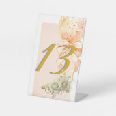 Elegant Pink and Gold Balloon Birthday Party Table 台座サイン (正面)