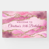 Elegant Pink and Gold Birthday Party Banner 横断幕 (横)