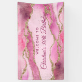 Elegant Pink and Gold Birthday Party Banner 横断幕 (縦)