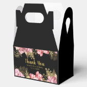 Elegant Pink and Gold Flowers Birthday フェイバーボックス (オープン)