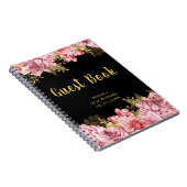 Elegant Pink and Gold Flowers Birthday Guest Book ノートブック (右側)