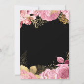 Elegant Pink and Gold Flowers Birthday Party サンキューカード (裏面)