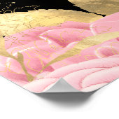 Elegant Pink and Gold Flowers Birthday Party  ポスター (角)