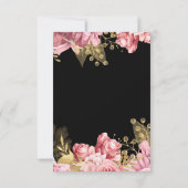 Elegant Pink and Gold Flowers Sweet Sixteen 出欠カード (裏面)