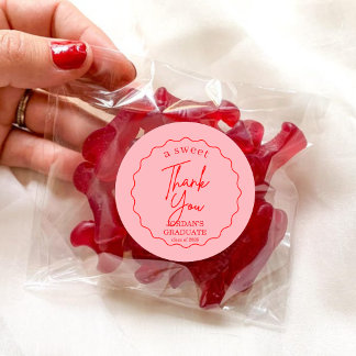 Elegant Pink and Gold Graduation Thank You Favor ラウンドシール
