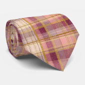 Elegant Pink and Gold Plaid Gingham Pattern ネクタイ (ロール)