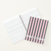 Elegant Pink and Gray stripes Minimalist Custom ノートブック (内部)