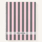 Elegant Pink and Gray stripes Minimalist Custom ノートブック (正面)