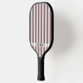 Elegant Pink and Gray stripes Minimalist Custom ピックルボールラケット (左)