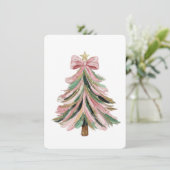 Elegant Pink and Green Brushstroke Christmas 招待状 (スタンド正面)