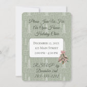 Elegant Pink and Green Brushstroke Christmas 招待状 (裏面)