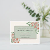 Elegant Pink and Green Wedding Invitation 出欠カード (スタンド正面)