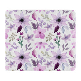 Elegant Pink and Purple Flower Pattern カッティングボード