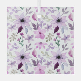 Elegant Pink and Purple Flower Pattern ガラスオーナメント