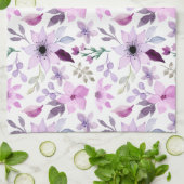 Elegant Pink and Purple Flower Pattern キッチンタオル (折り畳み)