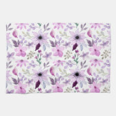 Elegant Pink and Purple Flower Pattern キッチンタオル (横)