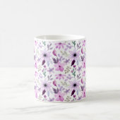 Elegant Pink and Purple Flower Pattern コーヒーマグカップ (中央)