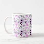 Elegant Pink and Purple Flower Pattern コーヒーマグカップ (左)