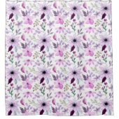 Elegant Pink and Purple Flower Pattern シャワーカーテン (正面)
