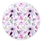 Elegant Pink and Purple Flower Pattern セラミックノブ (正面)