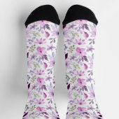 Elegant Pink and Purple Flower Pattern ソックス (上部)