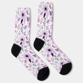 Elegant Pink and Purple Flower Pattern ソックス (右)