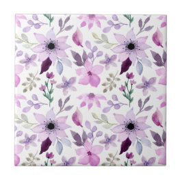 Elegant Pink and Purple Flower Pattern タイル