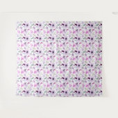 Elegant Pink and Purple Flower Pattern タペストリー (正面(横))