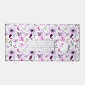 Elegant Pink and Purple Flower Pattern デスクマット (キーボード&マウス)